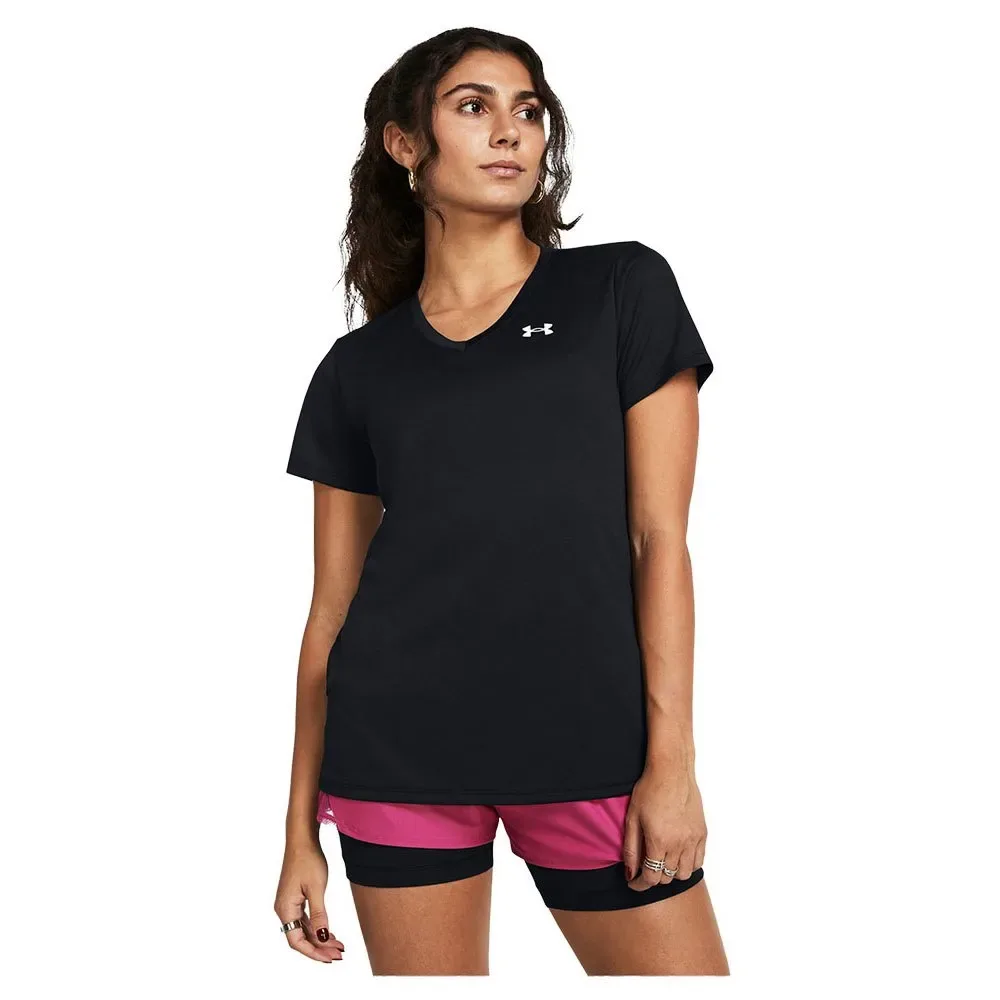 T-shirt à Manches Courtes Tech V Solid Black / White S - Under armour - FashionsVida