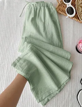 Pantalones largos versátiles de pierna recta y cintura media, cómodos y minimalistas para niñas preadolescentes 13Y - Shein - FashionsVida