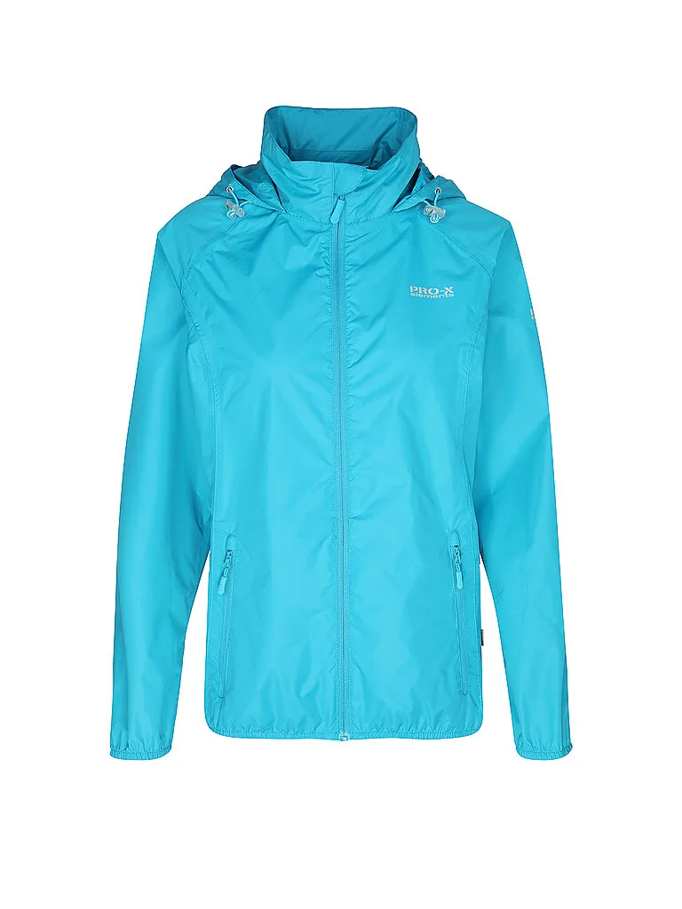 Giacca antipioggia da donna impacchettabile turchese 40 - PRO-X ELEMENTS - FashionsVida
