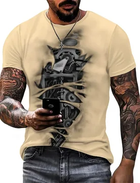 Daily Wear Relaxed American Style Men's 3D Printed Short-Sleeve T-Shirt - Worker Couples' Outfit Top - Aliexpress - FashionsVida