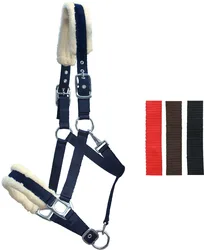Halfter Plüsch Nylon, braun/natur COB