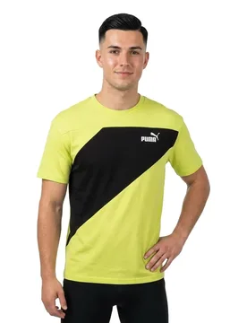 Maglietta A Maniche Corte Power Colorblock Lime Sheen S - Puma - FashionsVida