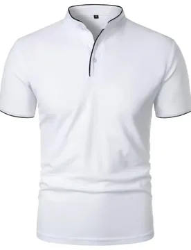 Men's short-sleeved stand-up collar top casual fashion daily solid color short-sleeved stand-up collar T-shirt casual top - Aliexpress - FashionsVida