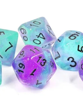 Polyhedral - 7 Die Set: Peacock Glowworm - Sirius Dice - FashionsVida