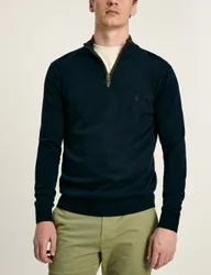 Pure Cotton Funnel Neck Half Zip Jumper Navy male