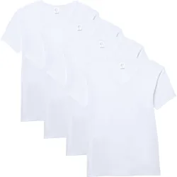 Pack de cuatro camisetas interiores de hombre manga corta cuello v algodón 100%