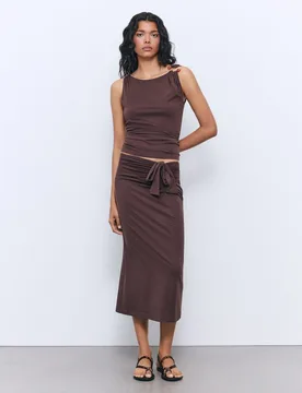 Falda midi lisa de mujer - Tintoretto - FashionsVida