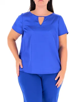 Blusa in satin BLU ELETTRICO 46 - RINASCIMENTO CURVY - FashionsVida