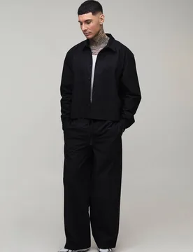 Herren Tall Verkürzte Kastige Übergroße Hemd & Weite Hosen Set Black Größe XL - boohooMAN - FashionsVida