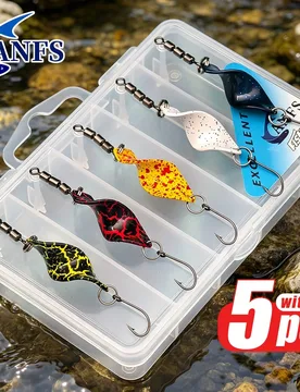 ANFS Juego de 5 Cucharas de Pesca - Cucharas de Cobre Retorcido para Trucha, Señuelo de Pesca de Metal, Cebo Artificial para Trucha, Regalo de Pesca - Shein - FashionsVida