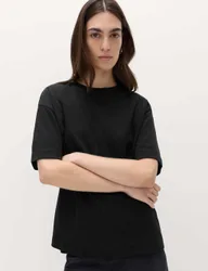 Pure Cotton Crew Neck Oversized T-Shirt Black female