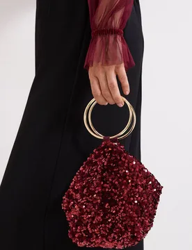 Women's Sequin Clutch Bag in Wine - Wine - Size: One Size - Phase Eight - FashionsVida