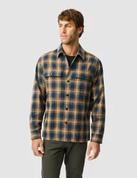 Pinehaven Pure Cotton Checked Overshirt Dark Green Mix male
