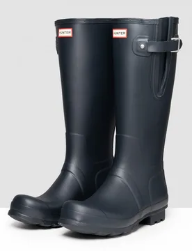 Original Side Adjustable Mens Wellington Boots - Navy Rubber - Size Uk 11 - Hunter - FashionsVida