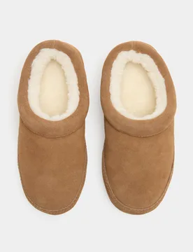 Suede Faux Fur Lined Mule Slippers Chestnut female - M&S - FashionsVida