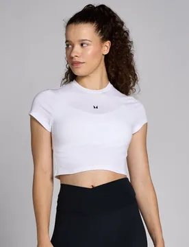 Camiseta corta de manga corta de corte ajustado Basics para mujer de - MP - FashionsVida