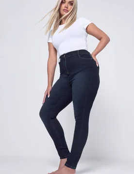 Women's Skinny Ava Jeans in Dark Blue Size: 30S - Dark Blue - Size: 30S - Yours - FashionsVida