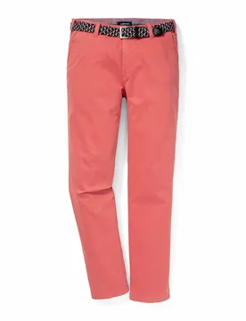 Extraglatt-Stretchbund-Chino, Regular Fit#normale Größen#schlanke Größen#untersetzte Größen, Farbe Orange, 54, inklusive passendem Gürtel mit H - Walbusch - FashionsVida