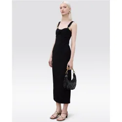 Vestido midi ajustado con nudo en el escote