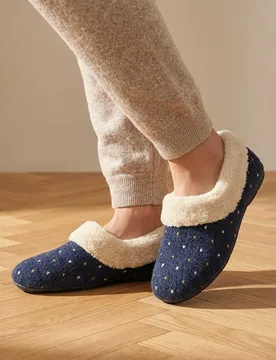 Floella Faux Fur Cuffed Full Slippers Navy female - Jones Bootmaker - FashionsVida