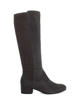 Wide Fit Suede Block Heel Knee High Boots Dark Grey female - Dune london - FashionsVida