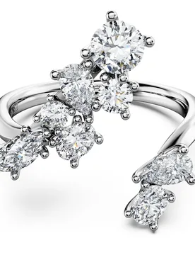 Anello bypass Galaxy, Diamanti creati in laboratorio 1,25 ct tw, Forme miste, Oro bianco 18 K 58 - Swarovski - FashionsVida