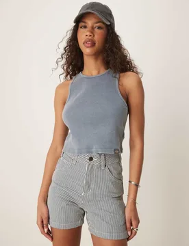 Womens Hickory Stripe Carpenter Shorts In Navy - Blue - Size 27 (Waist) - Dickies - FashionsVida