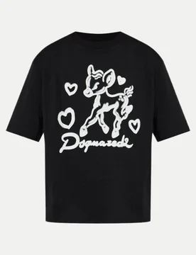 Loose Fit T-shirt mit Bambi Print Schwarz S - Dsquared2 - FashionsVida