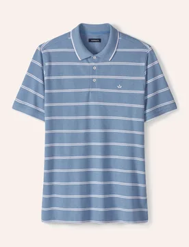 Bi-Colour Polo, noch offen: Größenlauf, Farbe Blau, 54, elastischer Baumwollmix garngefärbt Herren - Walbusch - FashionsVida