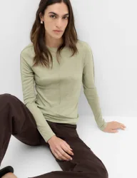 Marl Long Sleeve Top with Wool Pistachio female