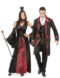 Mittelalterliches Vampir-Paarkostüm schwarz-rot