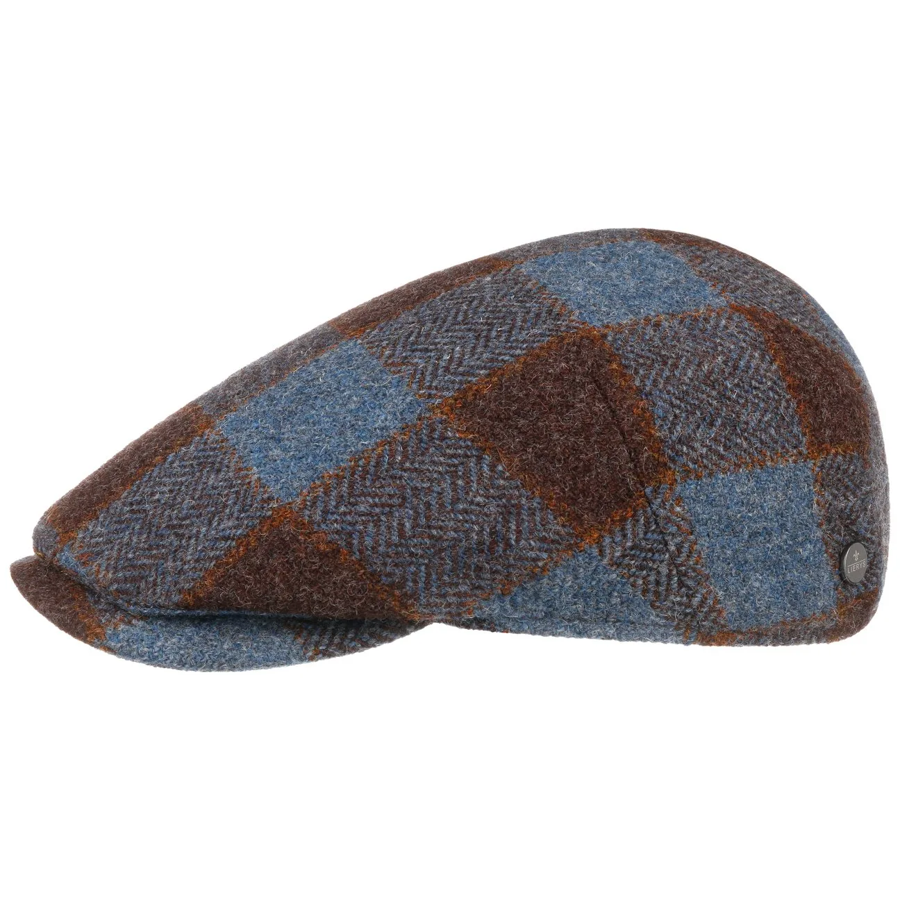 Capri Check Virgin Wool Flat Cap by - brown-blue - Herren - Size: 55 cm - Lierys - FashionsVida