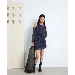 Vestido print con cut out mujer