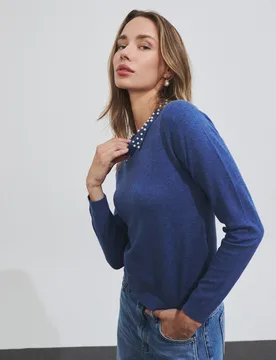 Jersey de mujer con cuello adornado con perlas - Hannibal Laguna Collection - FashionsVida