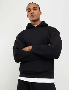 Oversized Cotton Rich Hoodie Black male - River Island - FashionsVida