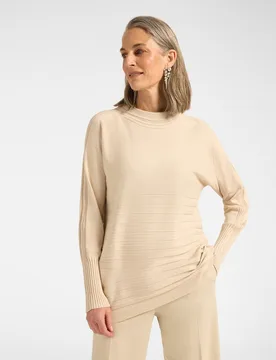 Jersey de mujer de viscosa con elaboración a rayas ajuste cómodo con largo medio y mangas largas - Elena Miró - FashionsVida
