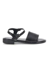 Sandali neri in vera pelle con fascia e cinturino 222210 40