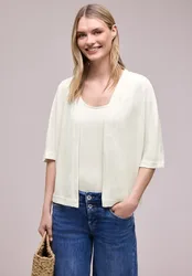 Kurzarm Jacke im Strick-Look mit Glitzer female Weiß