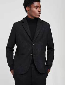 Herren Gerade geschnittener Bouclé Einreihiger Blazer Black Größe 38 - boohooMAN - FashionsVida