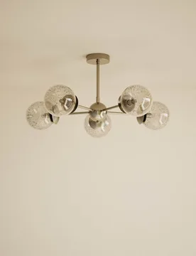 Sputnik Bubble Glass 5 Arm Flush Ceiling Light Champagne - M&S - FashionsVida