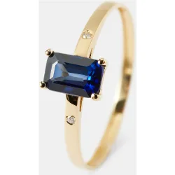 Anillo de oro diamante y zafiro