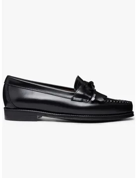 Womens Black Leather EASY WEEJUN Esther Bow Loafer - Female - Black - EU 36 UK 3 - G.H.BASS - FashionsVida
