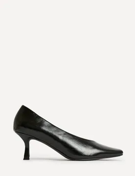 Women's Delaney Black Faux Leather Square Toe Court Heels Size: 5-Standard Fit - Black - Size: 5-Standard Fit - Linzi - FashionsVida