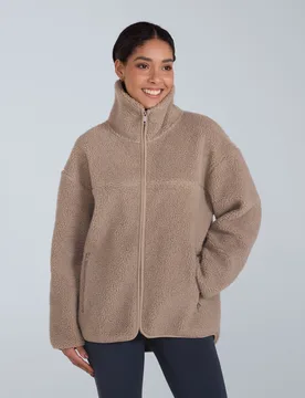 Anna' Womens Fleece Sweater Full Zip Warm Cosy Jacket Beige - Size 20 Uk - Mountain Warehouse - FashionsVida