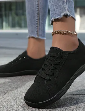 Zapatillas de running descalzo para mujer - Zapatillas deportivas de ancho amplio, caja de dedos ancha, diseños en negro-blanco-negro y blanco-rojo-a - Shein - FashionsVida