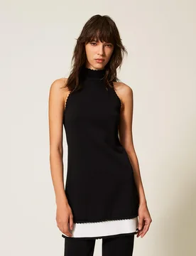 Robe courte en maille bicolore - TWINSET - FashionsVida