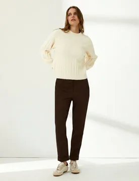 Pantalón tobillero de mujer punto liso cintura elástica - Paz Torras - FashionsVida