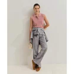 Polo de mujer sin mangas en punto perforado