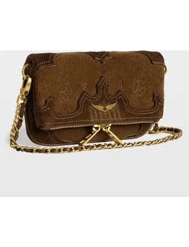 Zadig & Voltaire - Bolso de mano western mini de ante con efecto desgastado - Zadig & Voltaire - FashionsVida