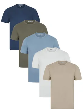 Cotton 5-Pack Mens Short Sleeve T-Shirts - Tokyo Laundry - FashionsVida